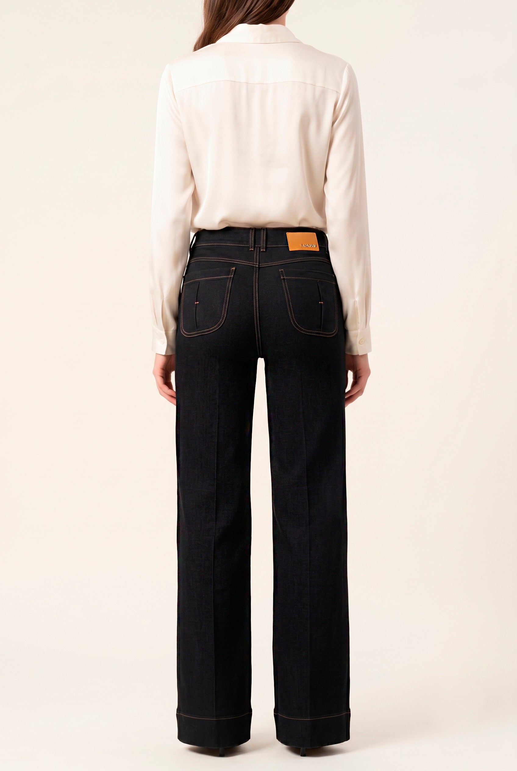 LaMuRaY Ellurel straight-leg jean in deep indigo denim, back view