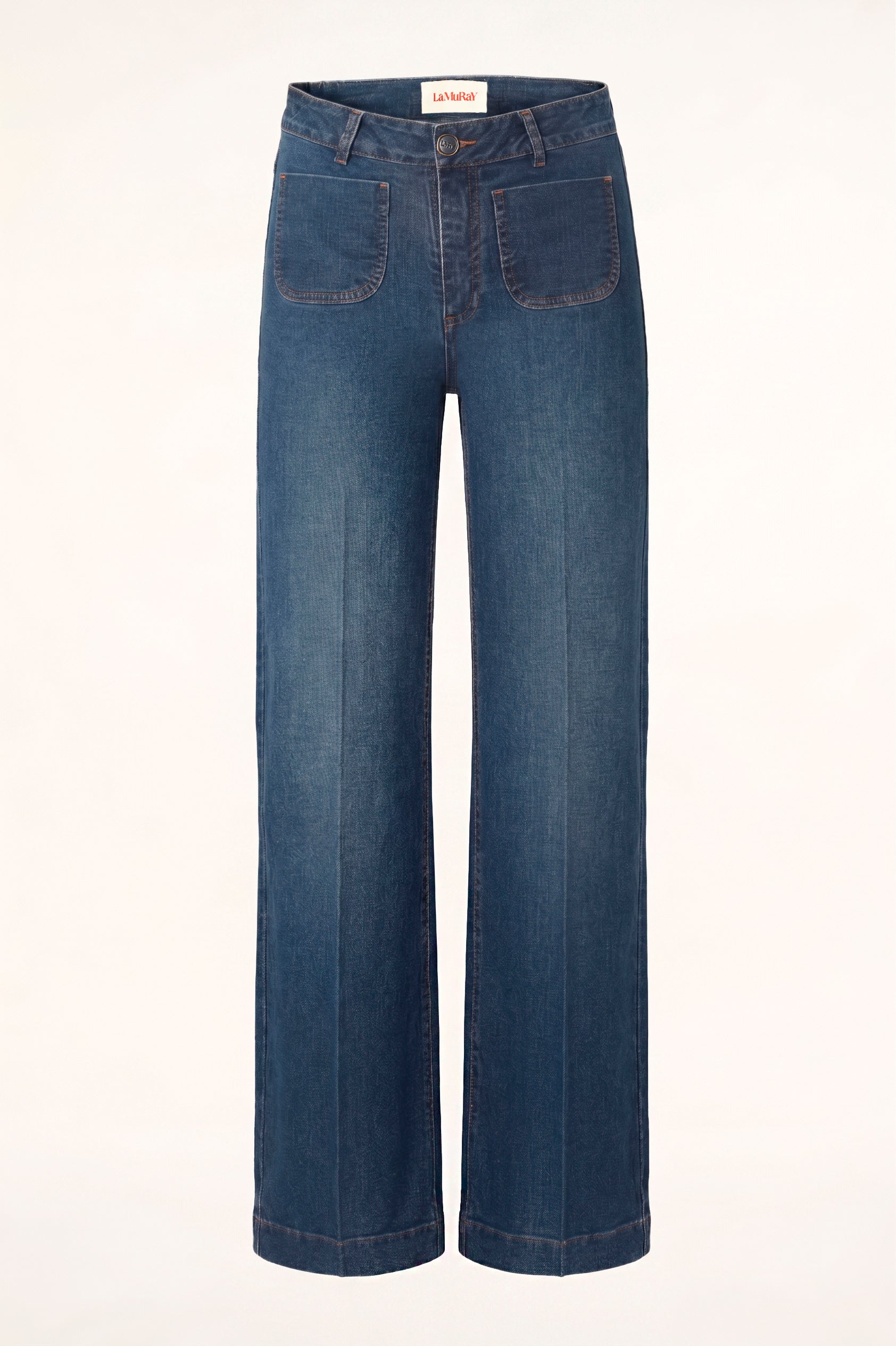 LaMuRaY Serene wide-leg jean in medium blue denim, product front view