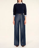 LaMuRaY Amayne palazzo jean in dark wash, front view