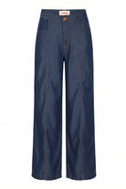 LaMuRaY Amayne palazzo jean in dark blue denim, product front view