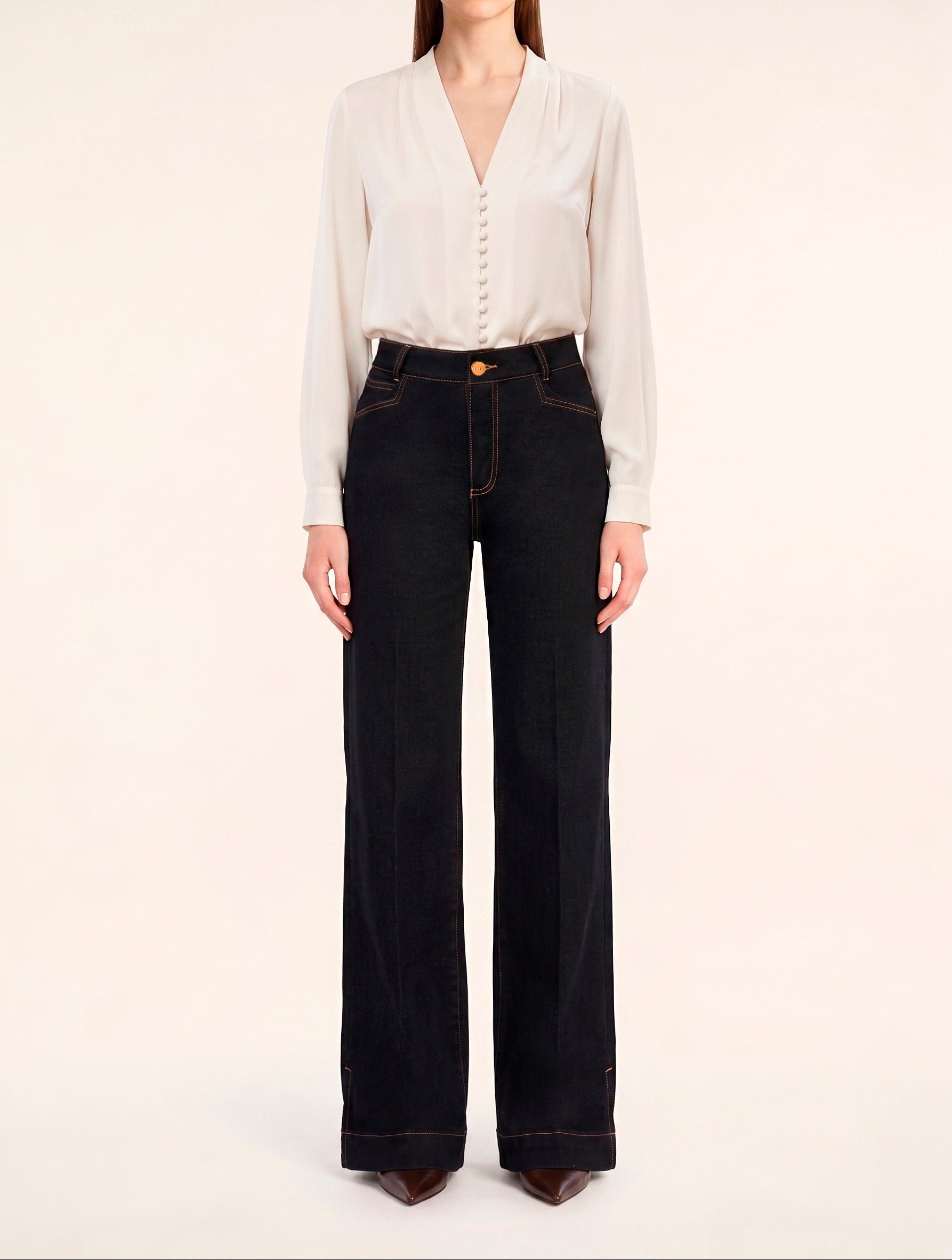 LaMuRaY Ellurel straight-leg jean in deep indigo denim, front view