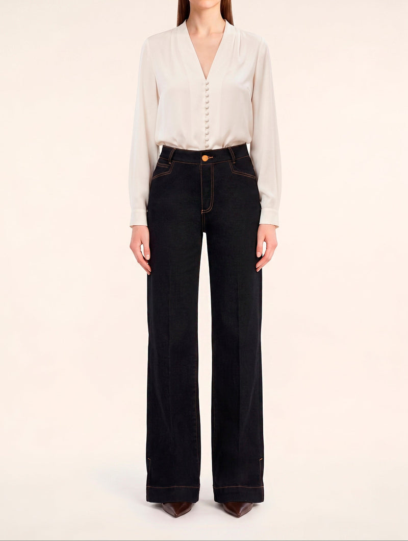 LaMuRaY Ellurel straight-leg jean in deep indigo denim, front view