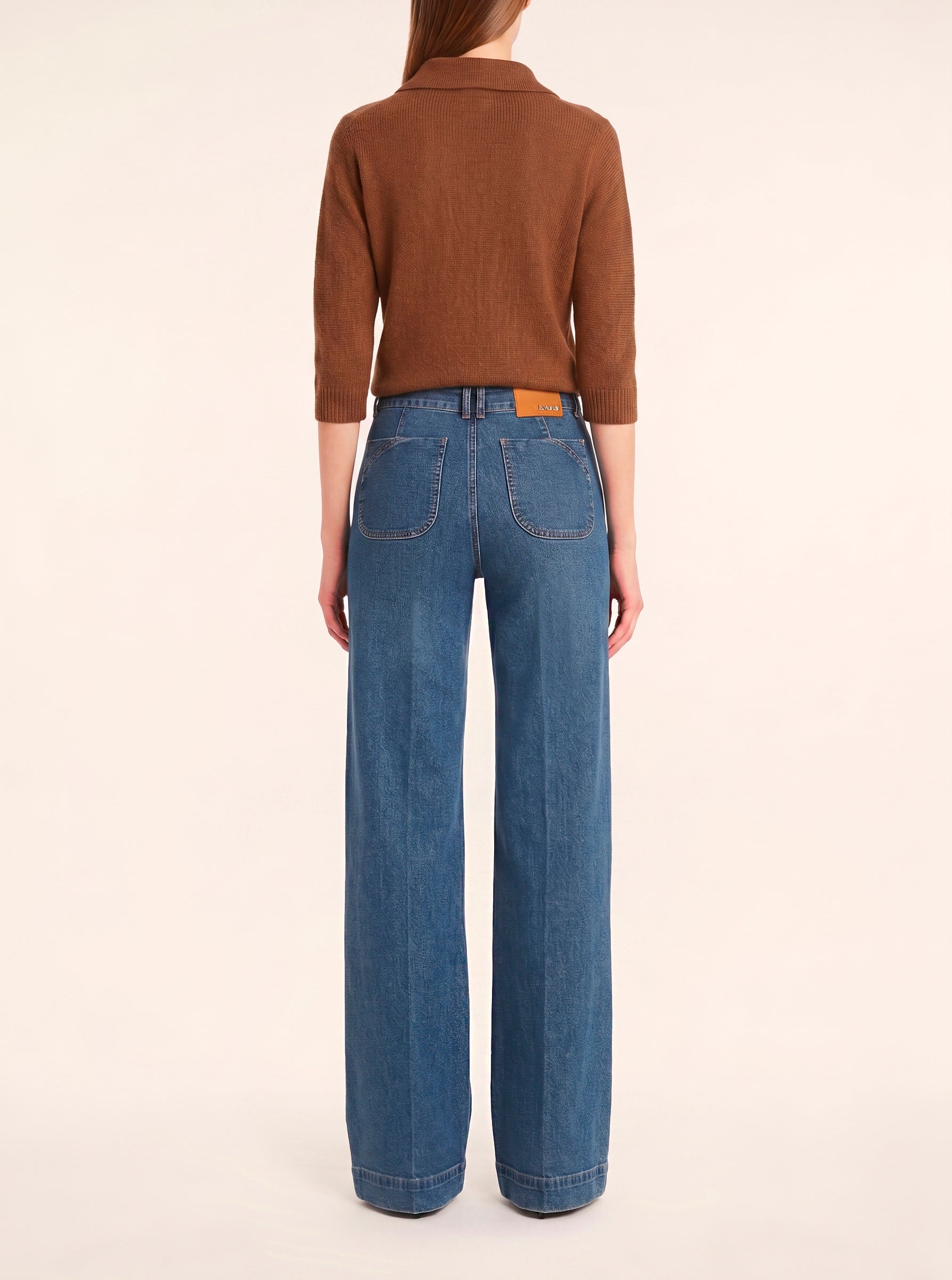 LaMuRaY Serene wide-leg jean in medium blue denim, back view