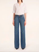 LaMuRaY Teyra straight-leg jean in medium blue denim, front view